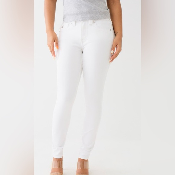 True Religion Halle High Rise Super Skinny White Jeans Size 32 - Picture 1 of 9
